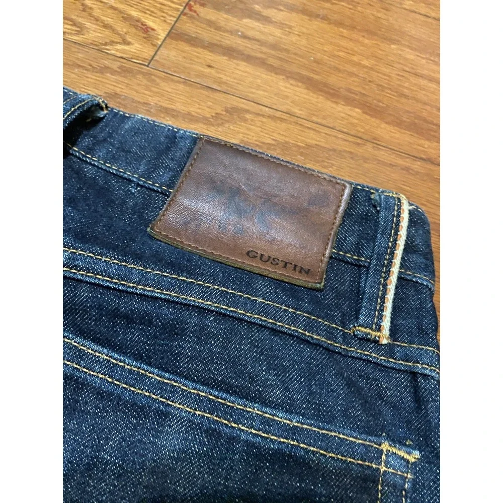 Gustin‎ Selvedge Jeans 32 (31x34) Straight Raw Blue Denim USA Made 116699